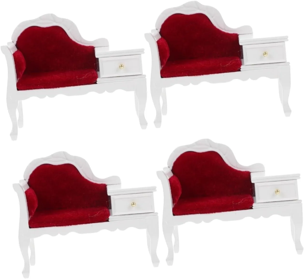4pcs Miniature Sofa Chair with Drawer Realistic Dollhouse Furniture Tiny Armchair for Decor Compact for Miniature Scene Decoration Beautifully Crafted Wooden Model