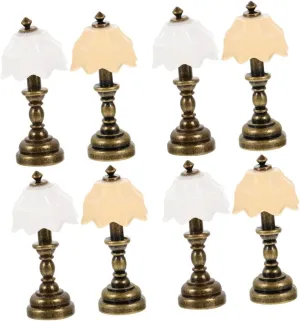 4pcs Miniature Table Lamp Scale Dollhouse Accessories Elegant Bedside Lighting for Tiny House Decor Style and Shades