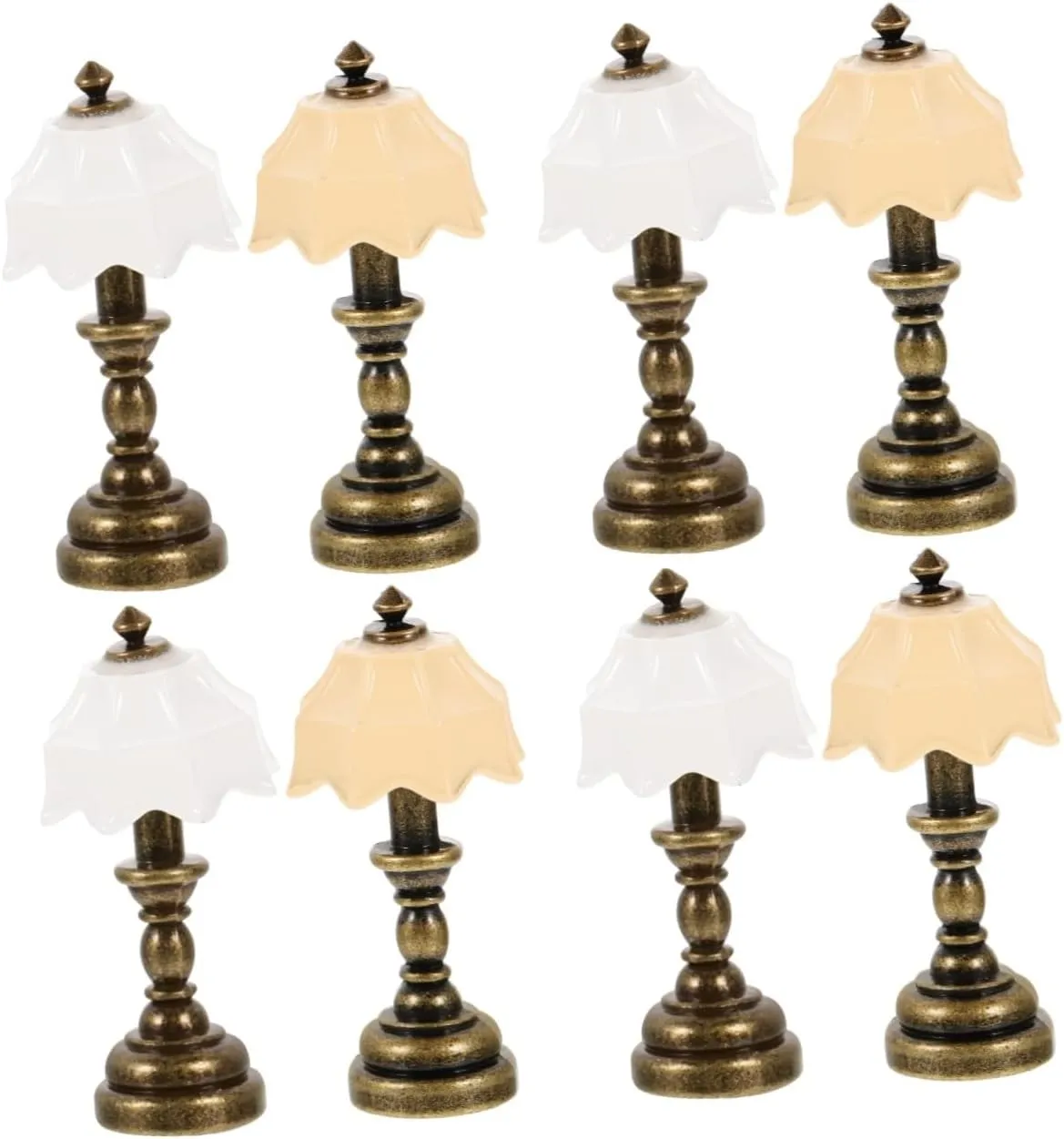 4pcs Miniature Table Lamp Scale Dollhouse Accessories Elegant Bedside Lighting for Tiny House Decor Style and Shades
