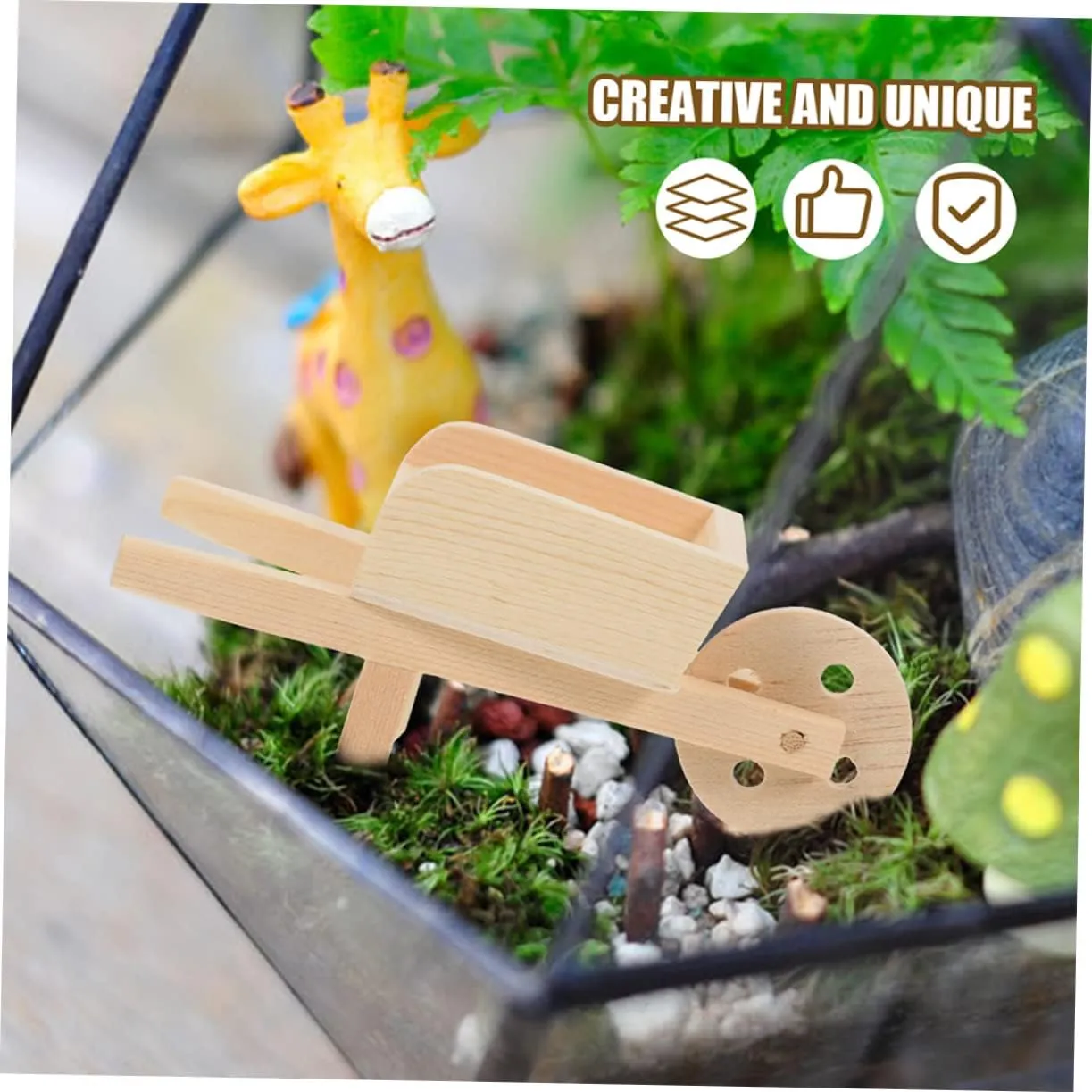 4sets Doll House Miniature Wooden Wheelbarrow Mini Garden Decor Wagon Realistic Design 2pcs*4