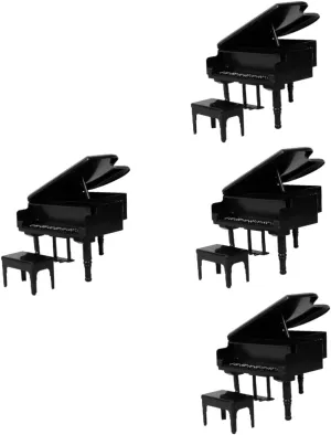 4sets Piano Dollhouse Accessory Upright Piano Stool Model for DIY Miniature Rooms Safe Lightweight Material for Musical Decor Collectibles
