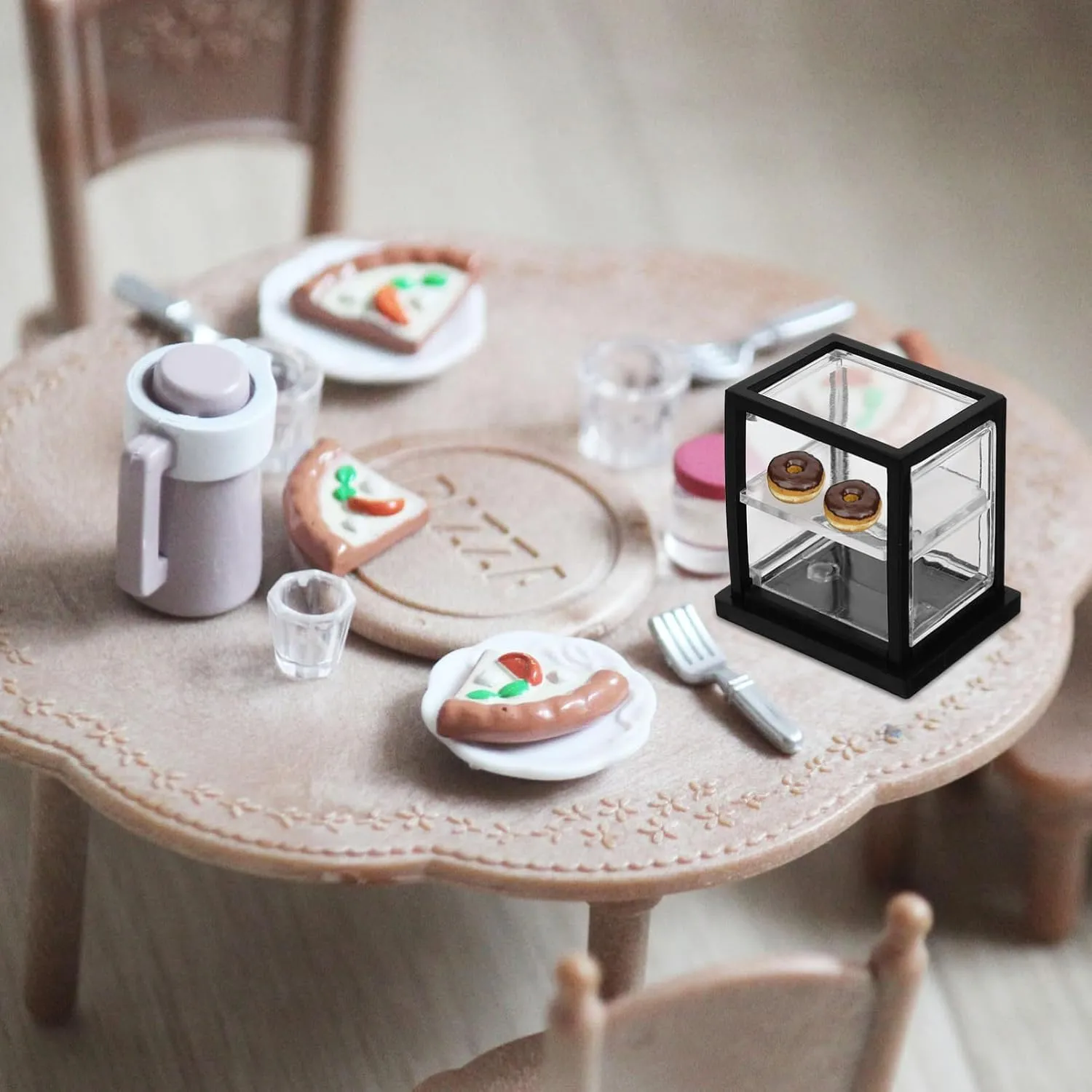 4sets Transparent Display Cabinet Decorations Miniatures Showcase Dolls Realistic Miniature Cabinets for Dollhouse Cute Small Doll House Dollhouse Miniature Cake Cabinet 3pcs*4