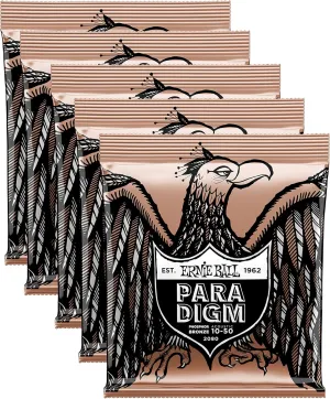 5 PACK Ernie Ball 2080 Paradigm Phosphor Bronze Acoustic Strings Extra Light 10-50