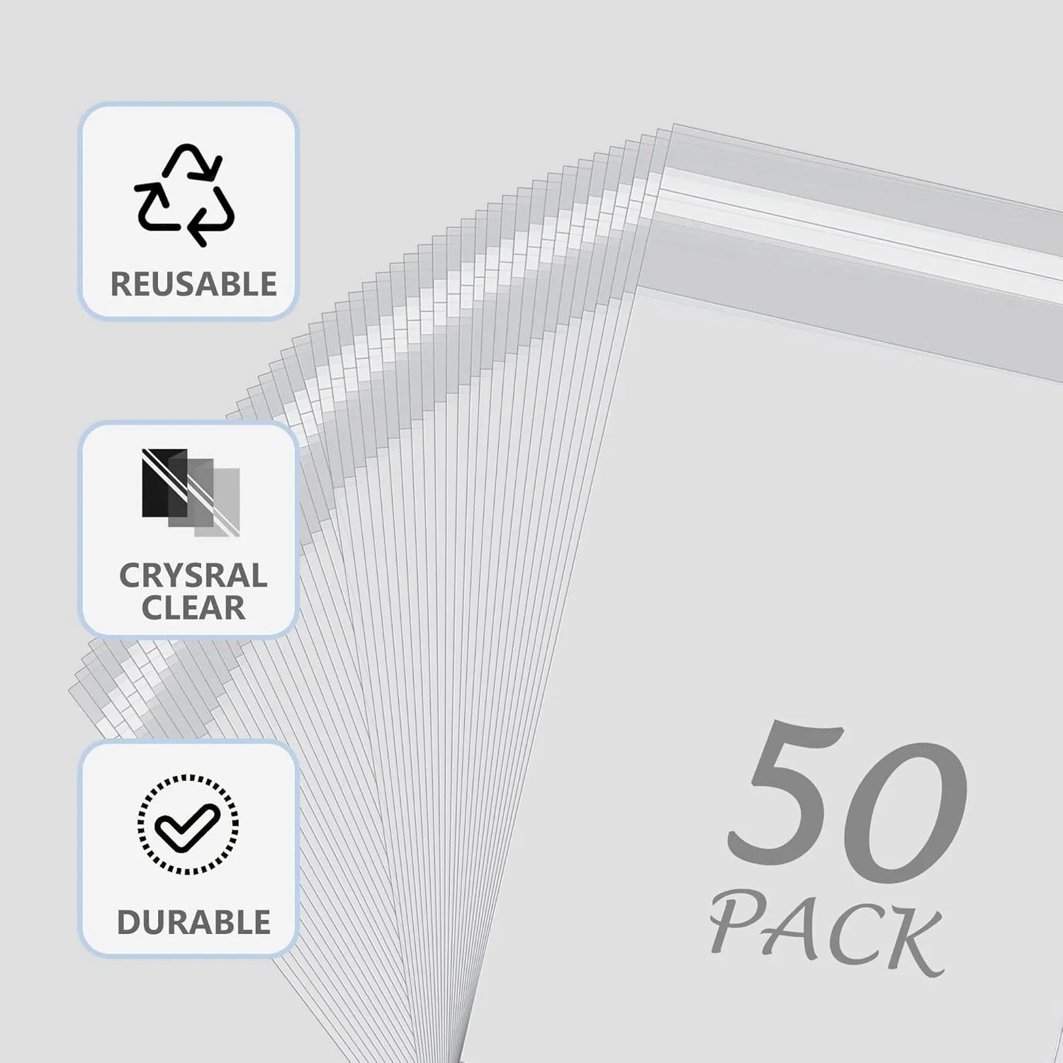 50 Pack Acid-Free Crystal Clear Sleeves Storage Bags for 13x19 Art Prints/Pictures/Photos/Framing Mat Mattes (Bag Size: 13 2/5"x19 1/2")