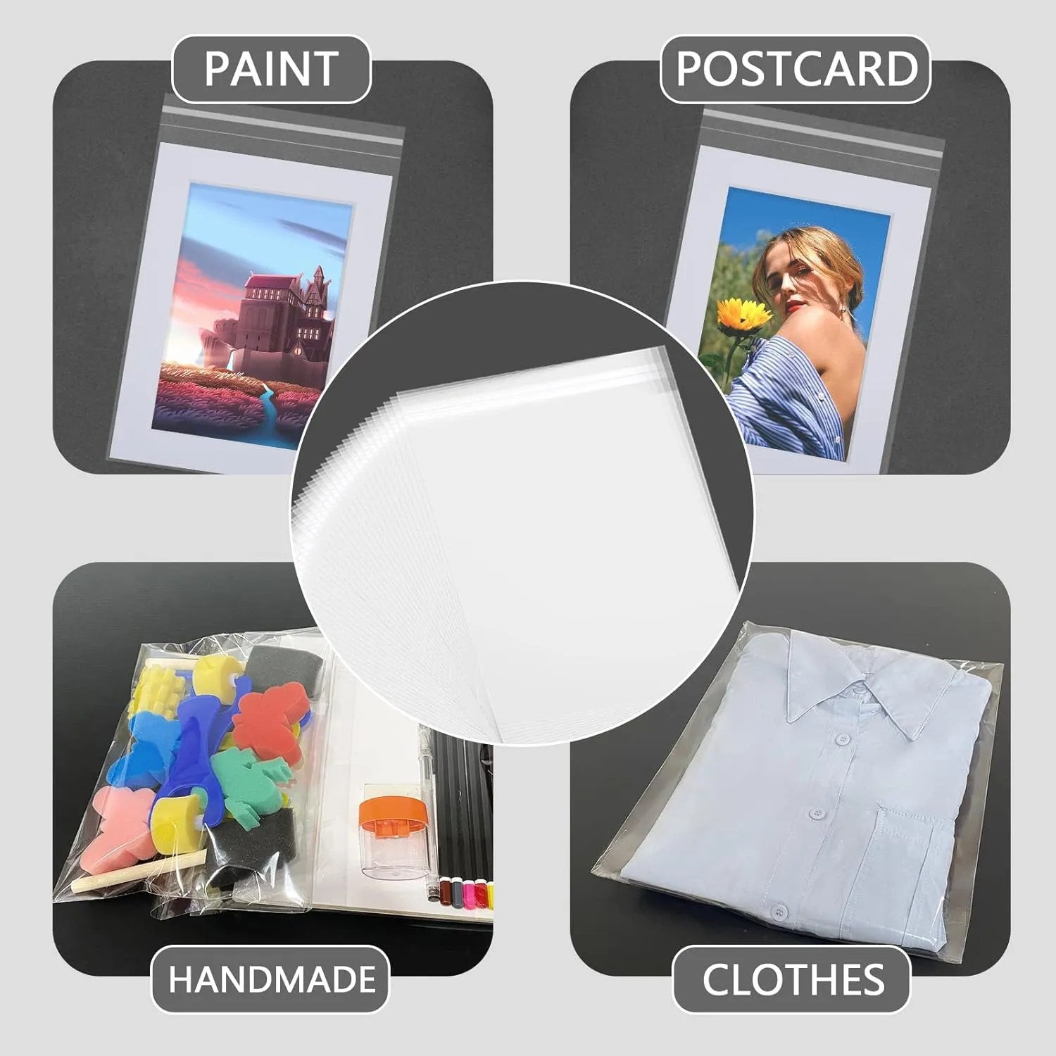 50 Pack Acid-Free Crystal Clear Sleeves Storage Bags for 13x19 Art Prints/Pictures/Photos/Framing Mat Mattes (Bag Size: 13 2/5"x19 1/2")