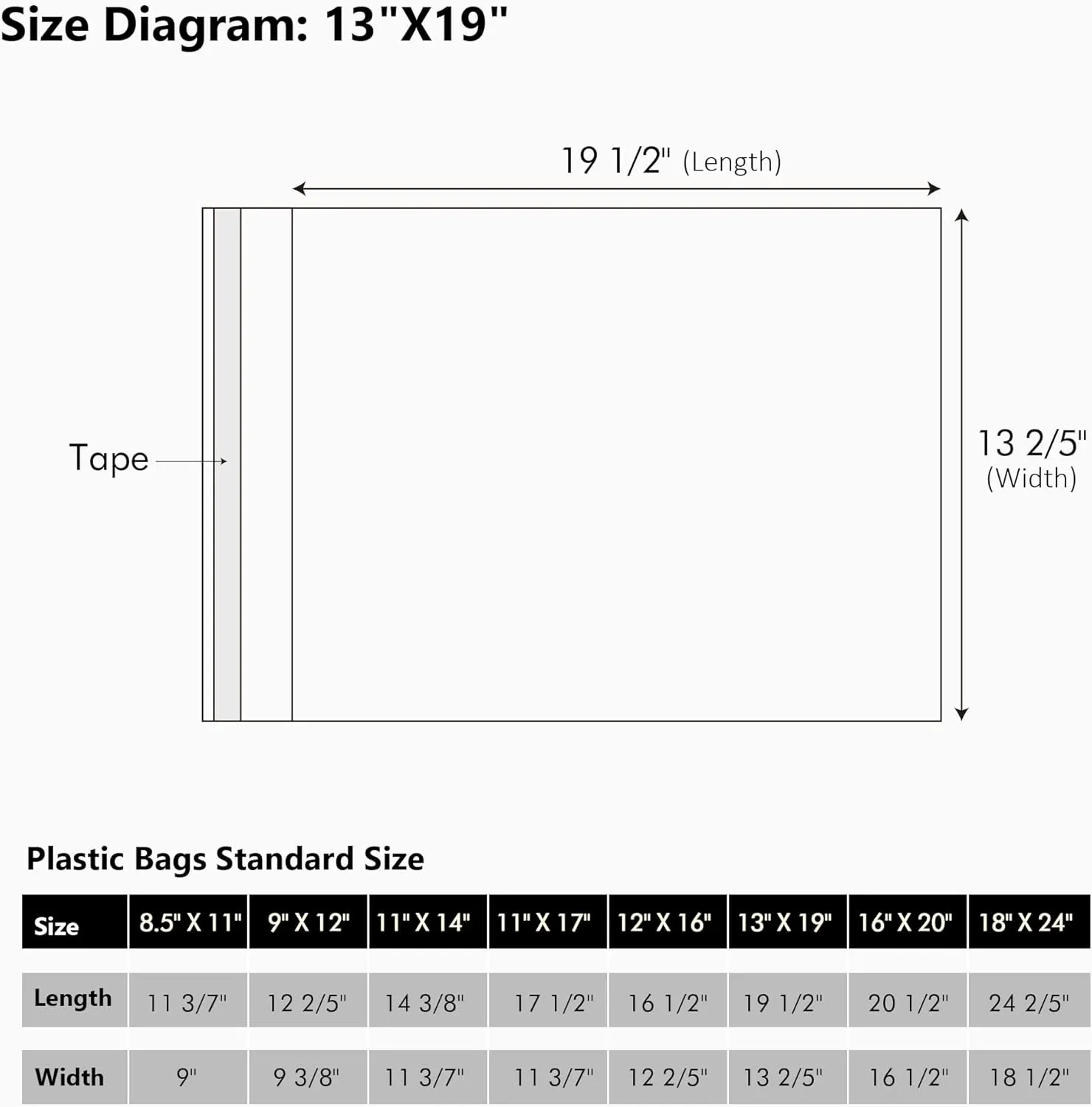 50 Pack Acid-Free Crystal Clear Sleeves Storage Bags for 13x19 Art Prints/Pictures/Photos/Framing Mat Mattes (Bag Size: 13 2/5"x19 1/2")