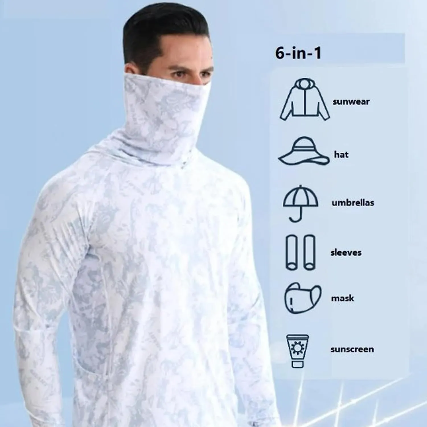 6-in-1 professional UPF50  Fishing Clothing, 2023 New Breathable Soft Elasticity Cool Sun Protection Clothing