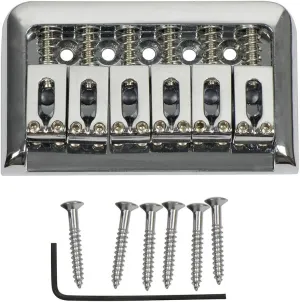 6 Strings Electric Guitar Bridge Saddle Hard Tail Tailpiece Top Loading with Wrench Screws for Electric Guitar Parts Replacement