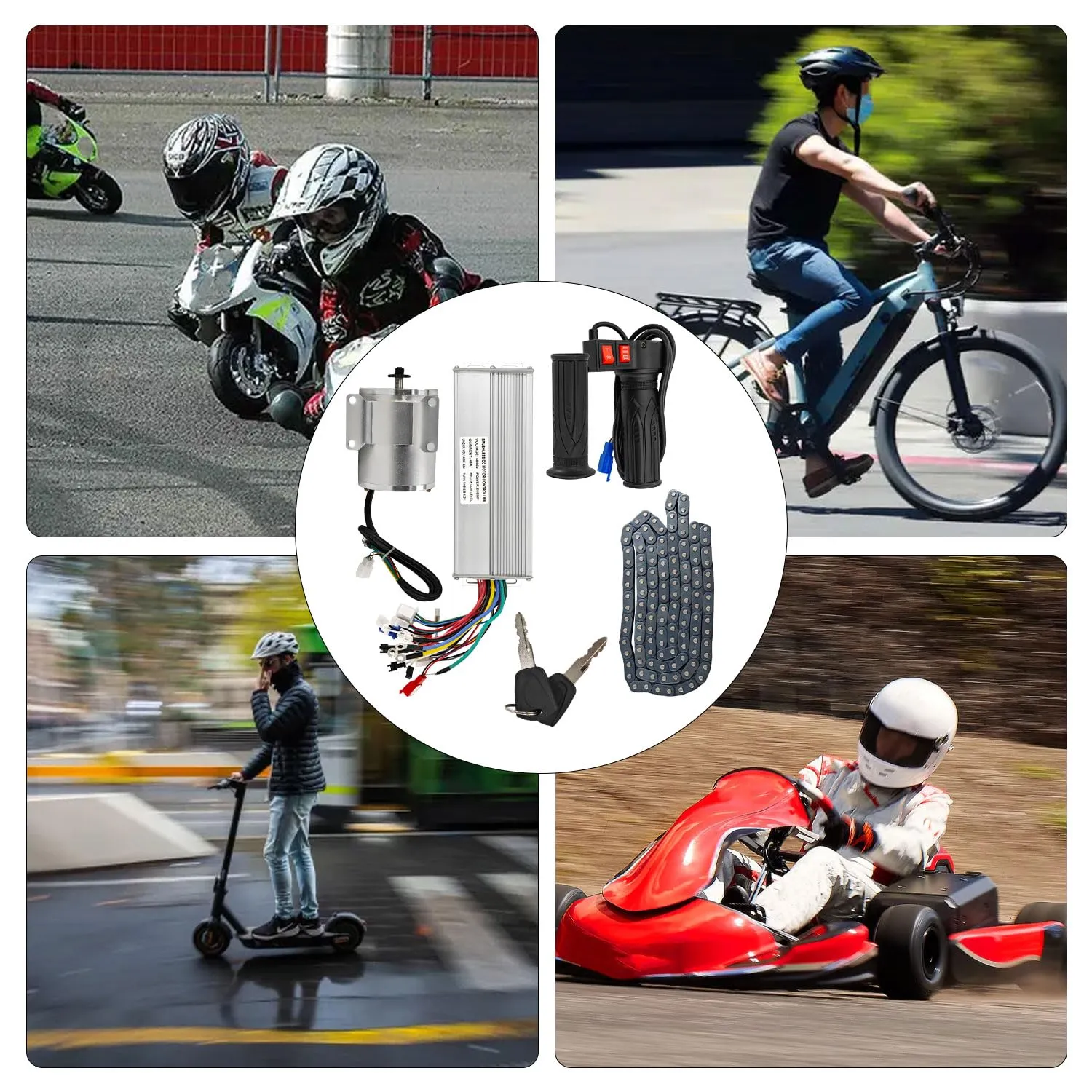 60V 2000W High Speed Brushless DC Motor Kit, 4250-5300rpm Motor Upgrade kit with Controller Pedal Throttle for Gokart Scooter Bike Dirt Bike
