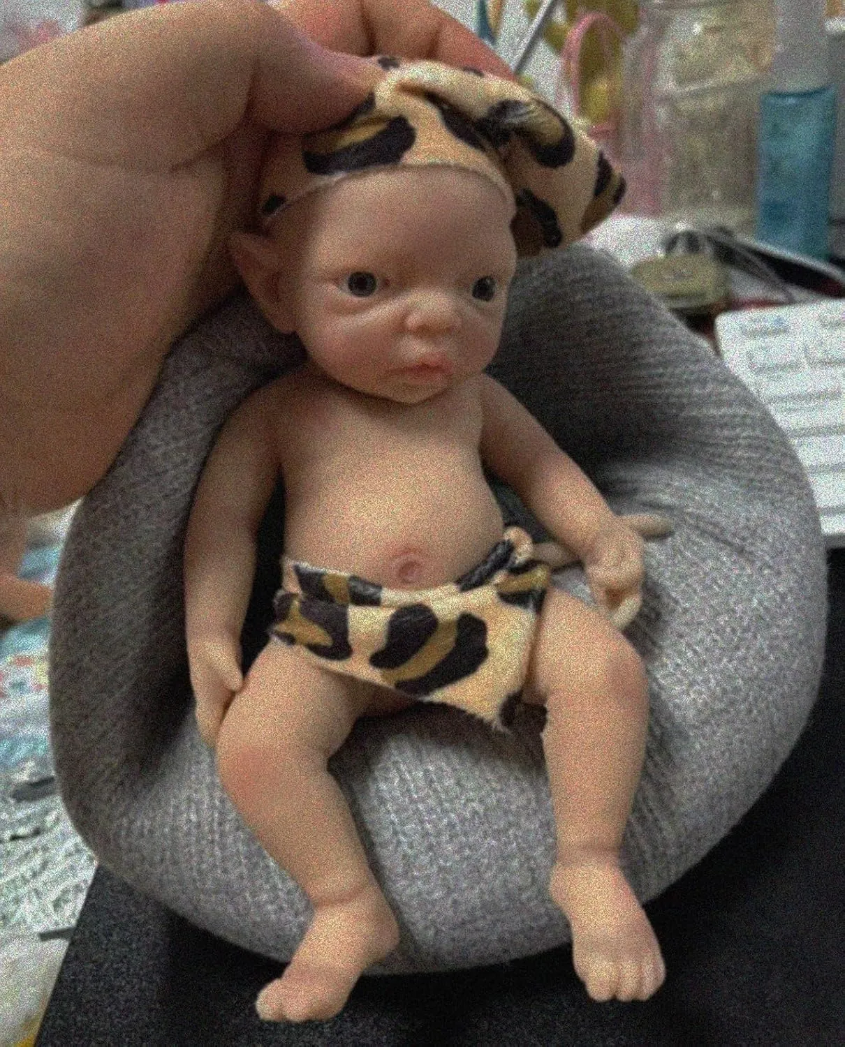 7 Inch Realistic Mini Silicone Elf Girl,Real Life Reborn Elf Doll,Lifelike Mini Reborn Doll Surprice Children Anti-Stress Relief Hand Made