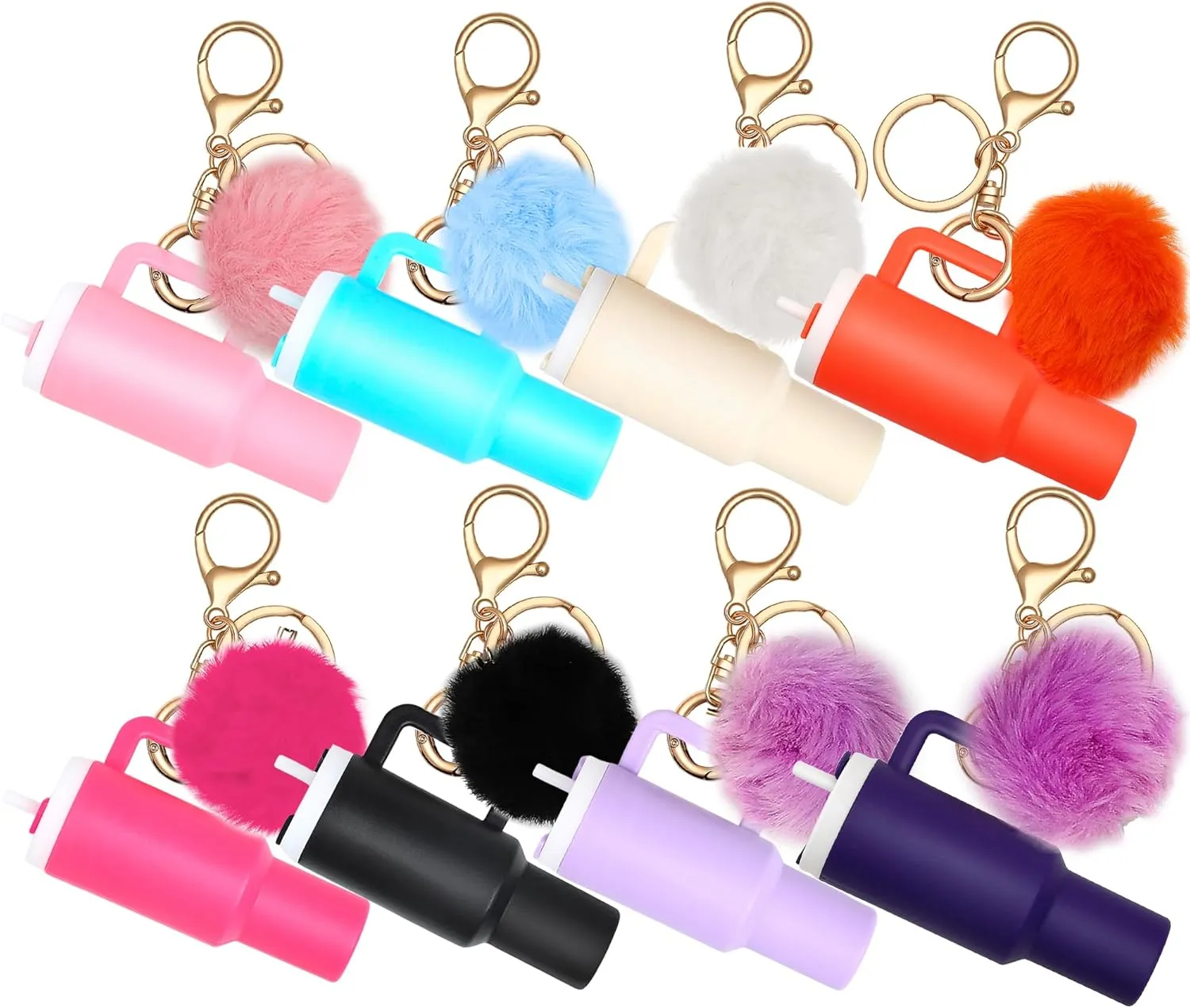8pcs or 12pcs Mini Tumbler Keychain for Stanley Cup Cute Chapstick Holder Key Chain Charms Backpack for Women Girls