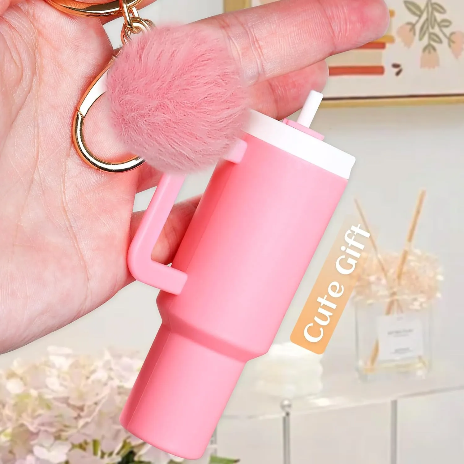 8pcs or 12pcs Mini Tumbler Keychain for Stanley Cup Cute Chapstick Holder Key Chain Charms Backpack for Women Girls