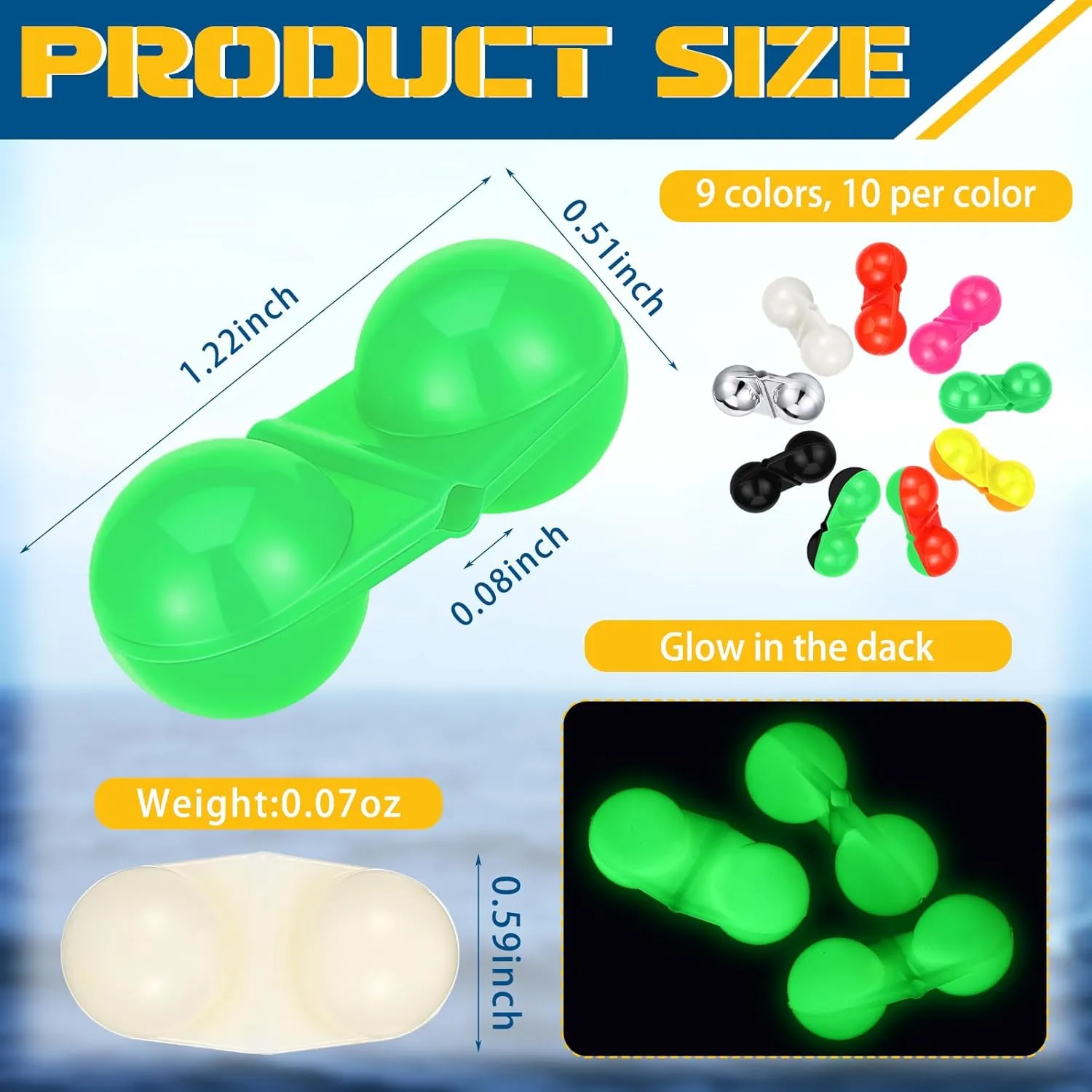 90 Pcs Catfish Rattle Bells, Fishing Double Rattle Beads Attractor Portable Plastic Fishing Beads Bells Tackle Accessories for Catfish Bass Pompano