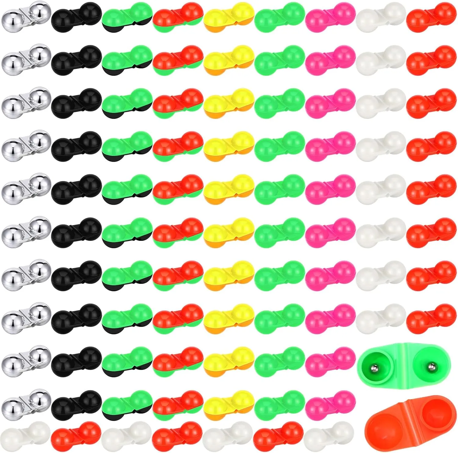 90 Pcs Catfish Rattle Bells, Fishing Double Rattle Beads Attractor Portable Plastic Fishing Beads Bells Tackle Accessories for Catfish Bass Pompano
