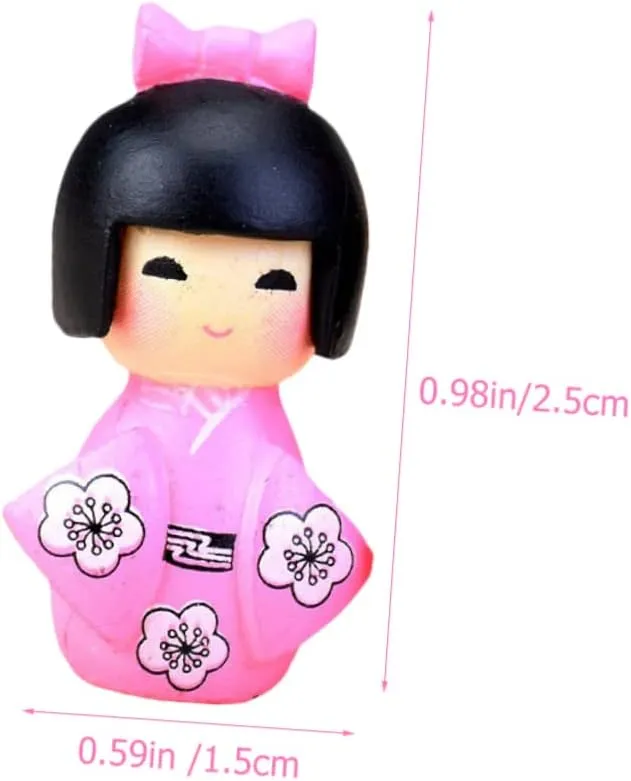 ABOOFAN 30 Pcs Little Girl in Kimono Miniature Fairies Desk Topper Japanese Doll Decor Mini Kimono Doll Statue Traditional Kimono Dolls Kimono Girl Doll Beauty Doll Resin Household Russia