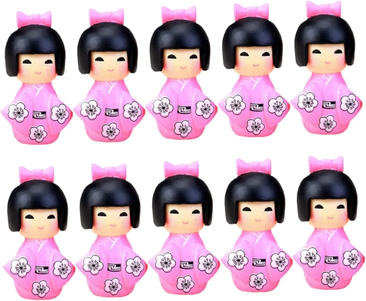 ABOOFAN 30 Pcs Little Girl in Kimono Miniature Fairies Desk Topper Japanese Doll Decor Mini Kimono Doll Statue Traditional Kimono Dolls Kimono Girl Doll Beauty Doll Resin Household Russia