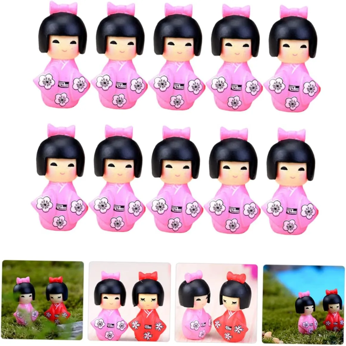 ABOOFAN 30 Pcs Little Girl in Kimono Miniature Fairies Desk Topper Japanese Doll Decor Mini Kimono Doll Statue Traditional Kimono Dolls Kimono Girl Doll Beauty Doll Resin Household Russia