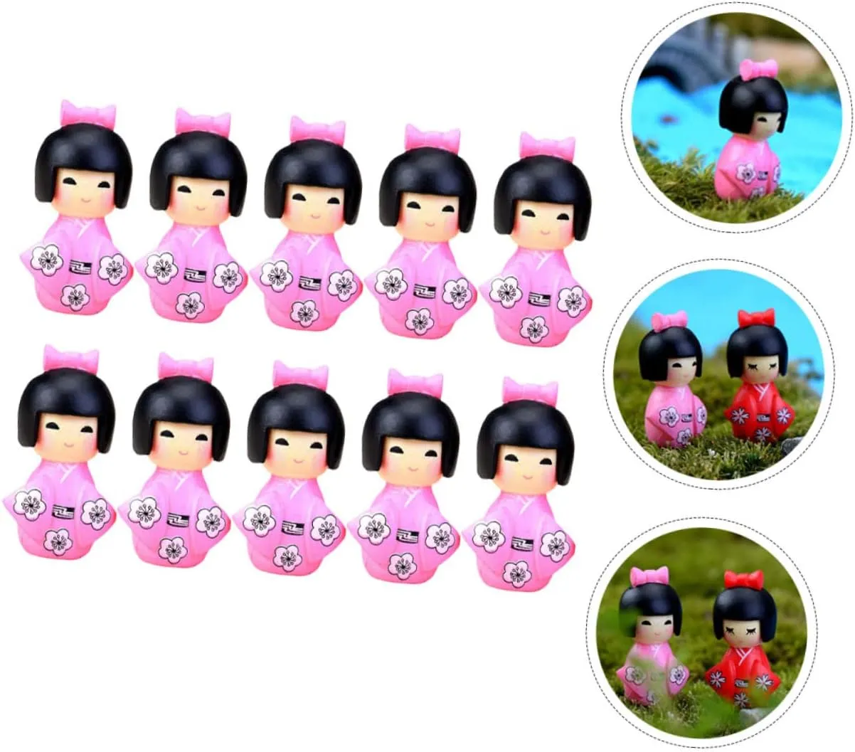 ABOOFAN 30 Pcs Little Girl in Kimono Miniature Fairies Desk Topper Japanese Doll Decor Mini Kimono Doll Statue Traditional Kimono Dolls Kimono Girl Doll Beauty Doll Resin Household Russia