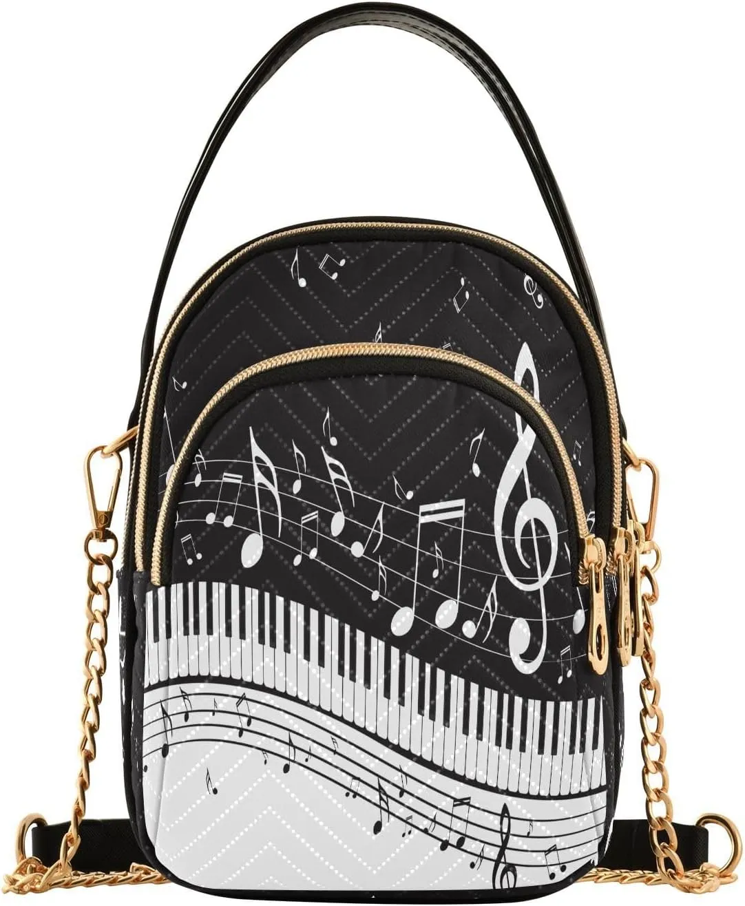 Abstract Music Notes Piano Crossbody Bag for Women Mini Cell Phone Purse Women's Shoulder Handbag