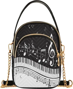 Abstract Music Notes Piano Crossbody Bag for Women Mini Cell Phone Purse Women's Shoulder Handbag