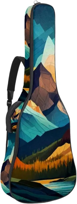 Acoustic Guitar Bag with Two Pockets Guitar Gig Bags,Art Distant Mountains Water Resistent Dual Adjustable Shoulder Strap Guitar Case Gig Bag