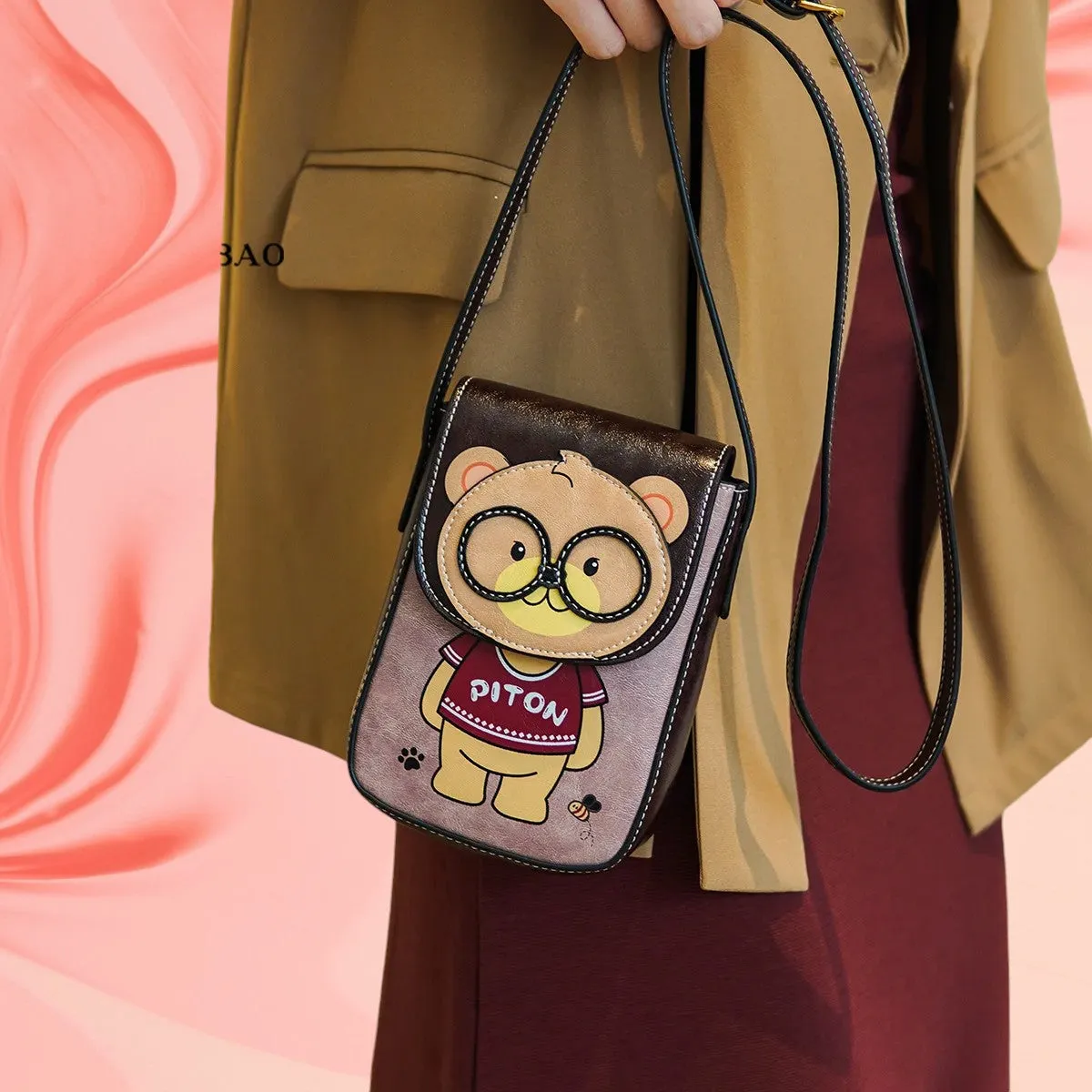 Adorable Cartoon Bear Phone Crossbody Bag
