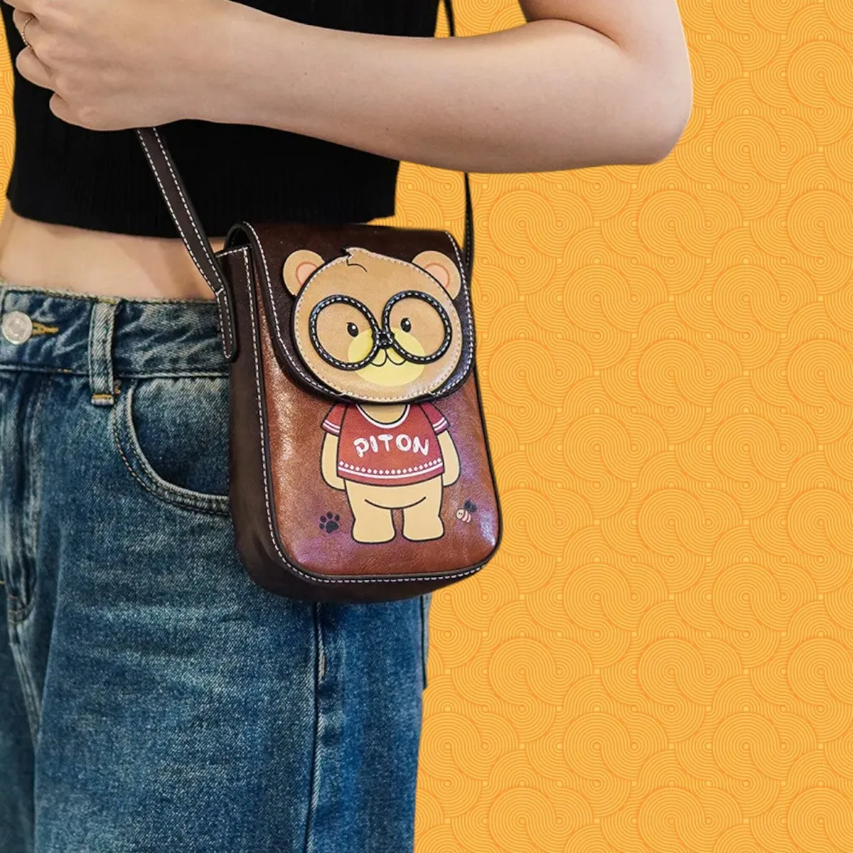 Adorable Cartoon Bear Phone Crossbody Bag