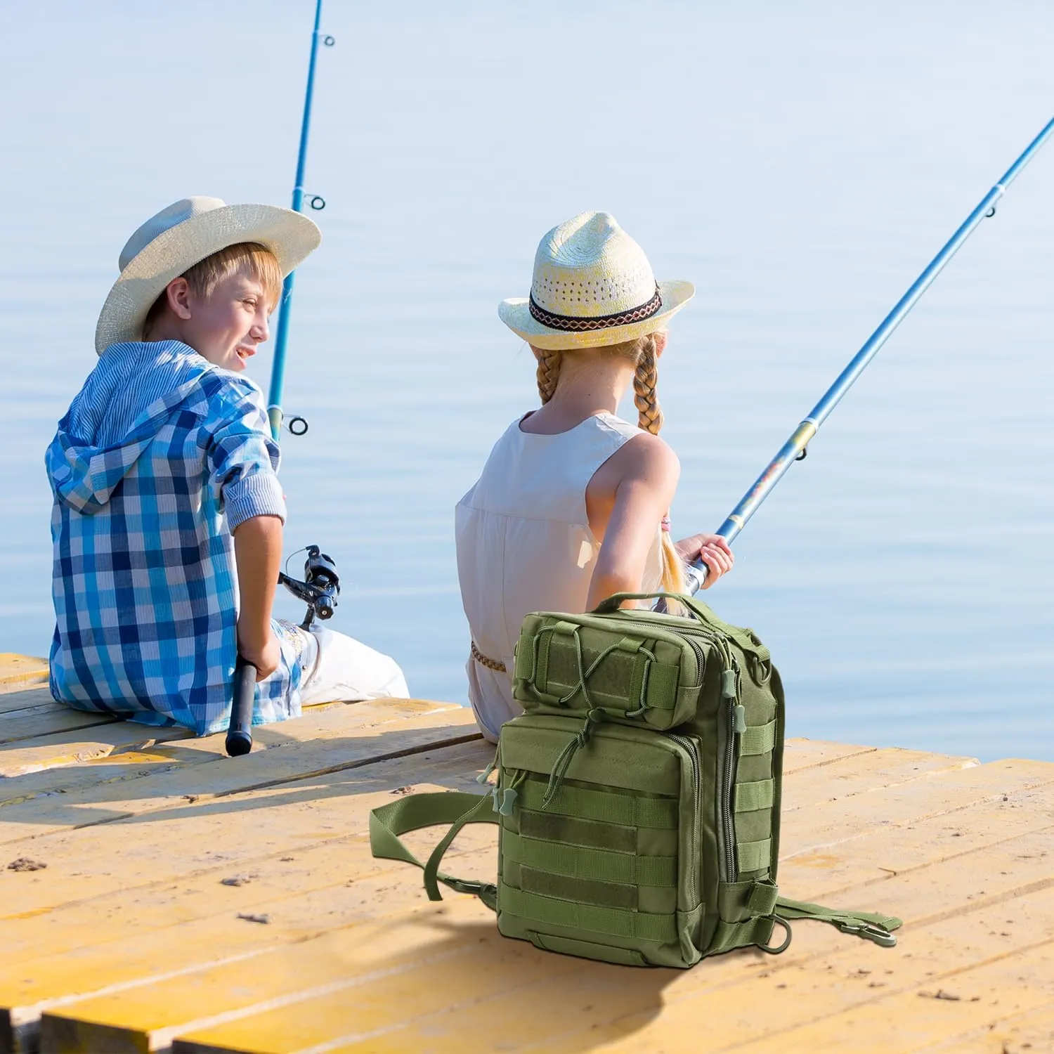 Aertiavty Fishing Backpack, Fishing Bag with Tackle Box, Compact Fishing Tackle Bag, Fishing Tackle Backpack with Rod Holder for Outdoor Sport Fishing Gifts for Men Women