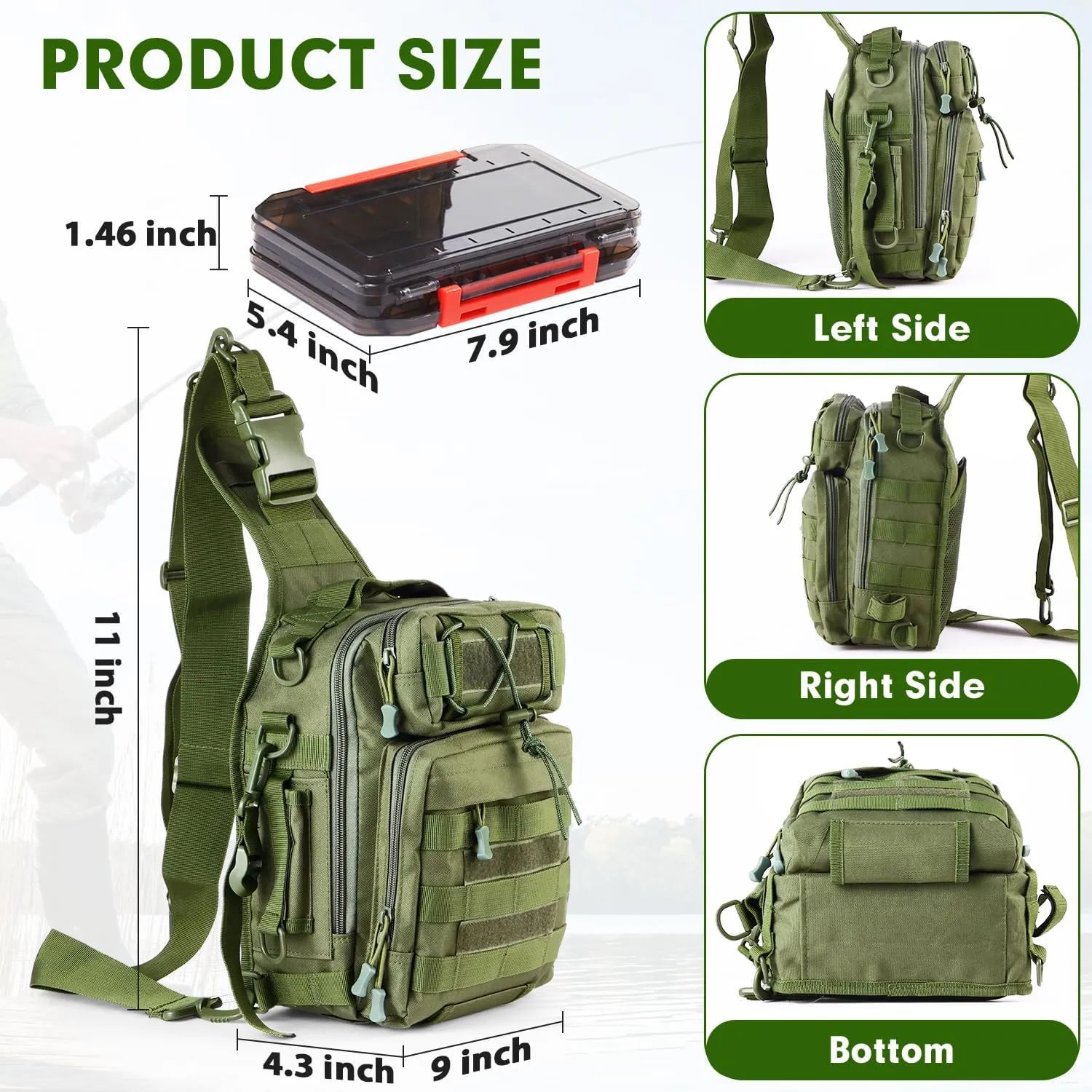 Aertiavty Fishing Backpack, Fishing Bag with Tackle Box, Compact Fishing Tackle Bag, Fishing Tackle Backpack with Rod Holder for Outdoor Sport Fishing Gifts for Men Women