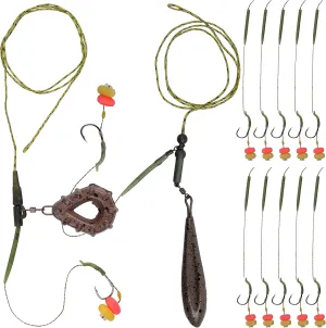 AGOOL Carp Fishing Rig Kit Hair Carp Fishing Accessories Set Flat Pear Sinker Weight with Rolling Quick Change Swivels Hooks Tackle Rigs Set