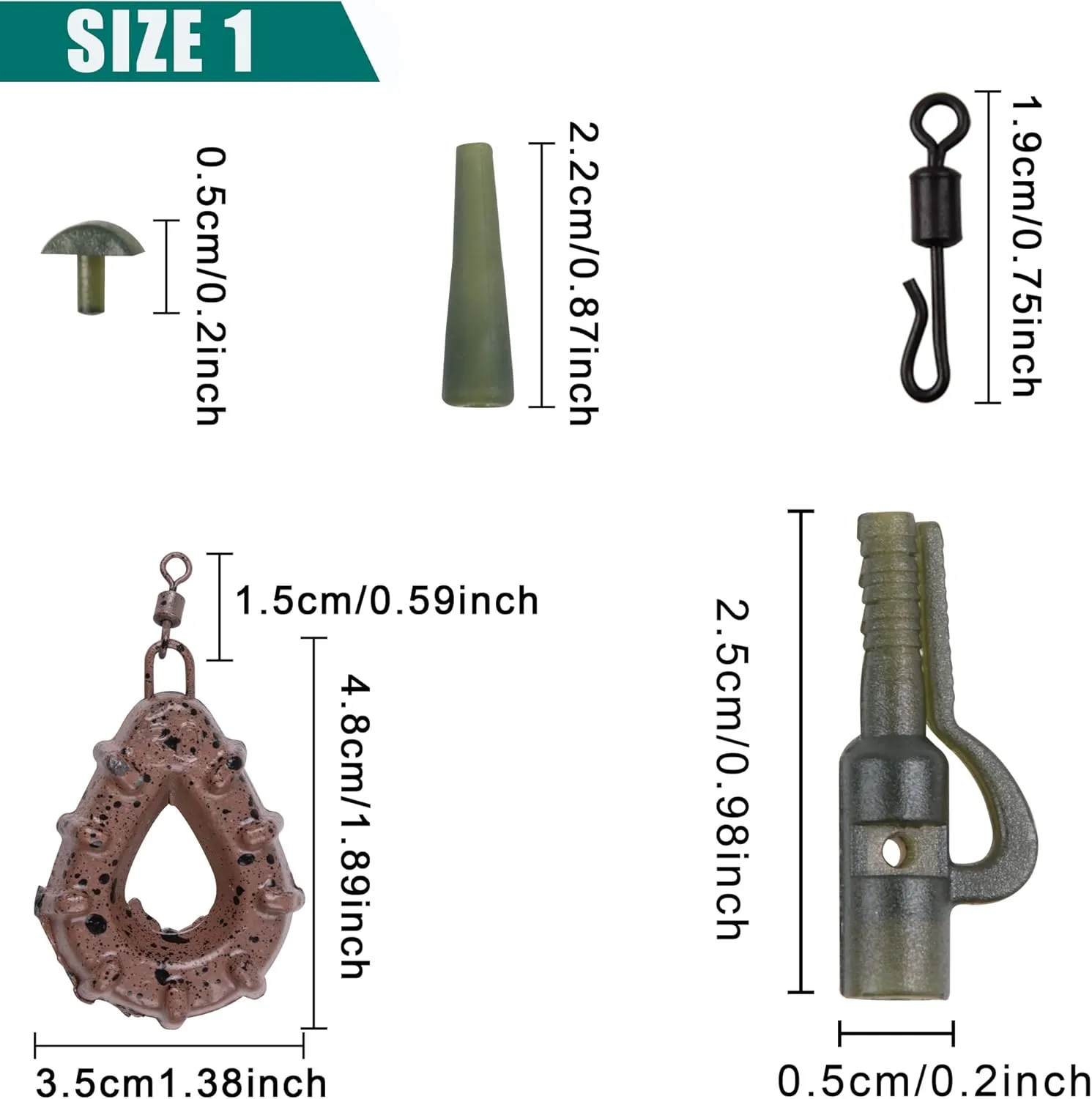 AGOOL Carp Fishing Rig Kit Hair Carp Fishing Accessories Set Flat Pear Sinker Weight with Rolling Quick Change Swivels Hooks Tackle Rigs Set
