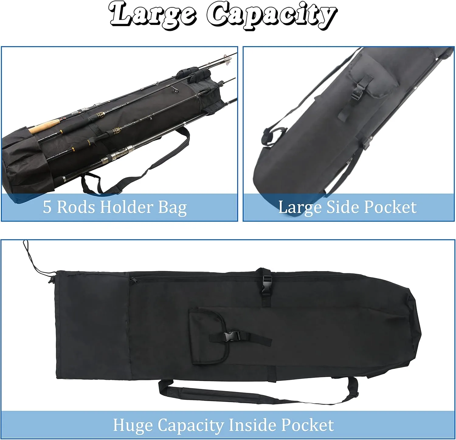 AGOOL Fishing Rod Carrier Pole Bag Reel Case Large Capacity Waterproof Travel Carry Case Fishing Gear Perfect Gifts for Men Family
