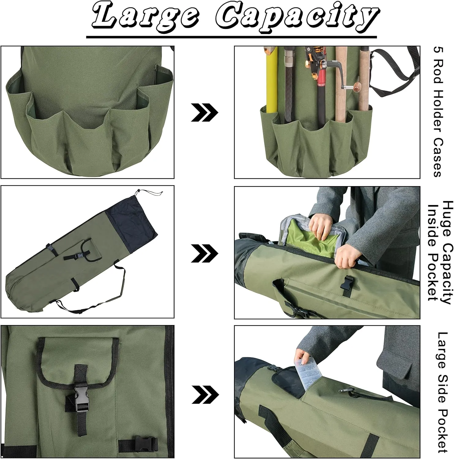 AGOOL Fishing Rod Carrier Pole Bag Reel Case Large Capacity Waterproof Travel Carry Case Fishing Gear Perfect Gifts for Men Family