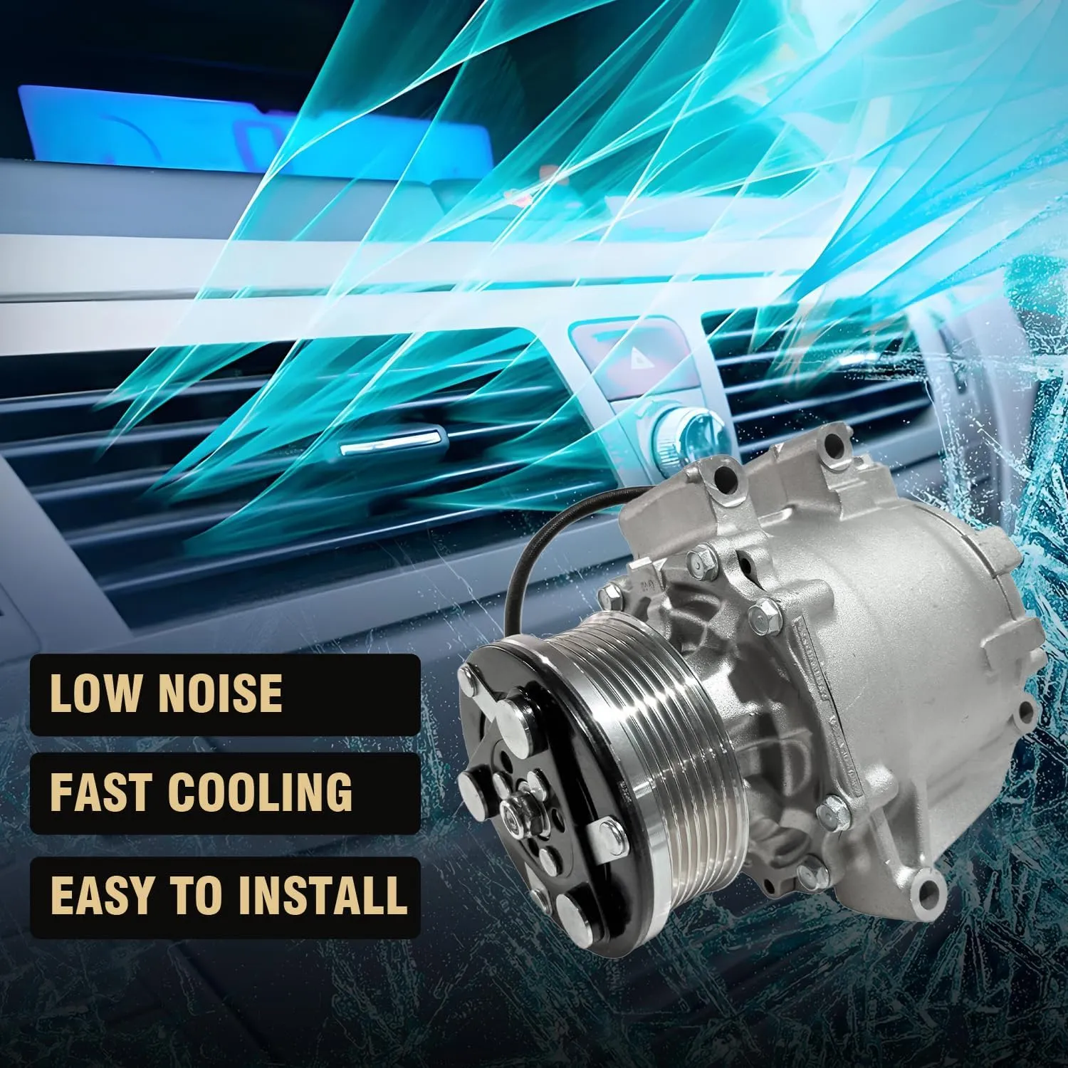 Air Conditioner AC Compressor Fits for Honda Civic 1.8L 2006-2011, with A/C Clutch, CO4918AC AC Compressor, Replaces 38800R62H01, 38800RZVG020M2, 38800RZVG022M2, 38810RNAA01, 38810RNAA02