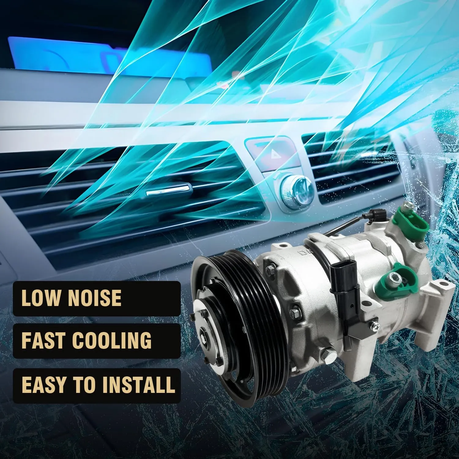 Air Conditioner AC Compressor Fits for Hyundai Accent 1.6L 2012-2017, for Kia Rio 1.6L 2012-2017, with A/C Clutch, CO20765C AC Compressor, Replaces 977011R100, 977011R100DR, 977011W600