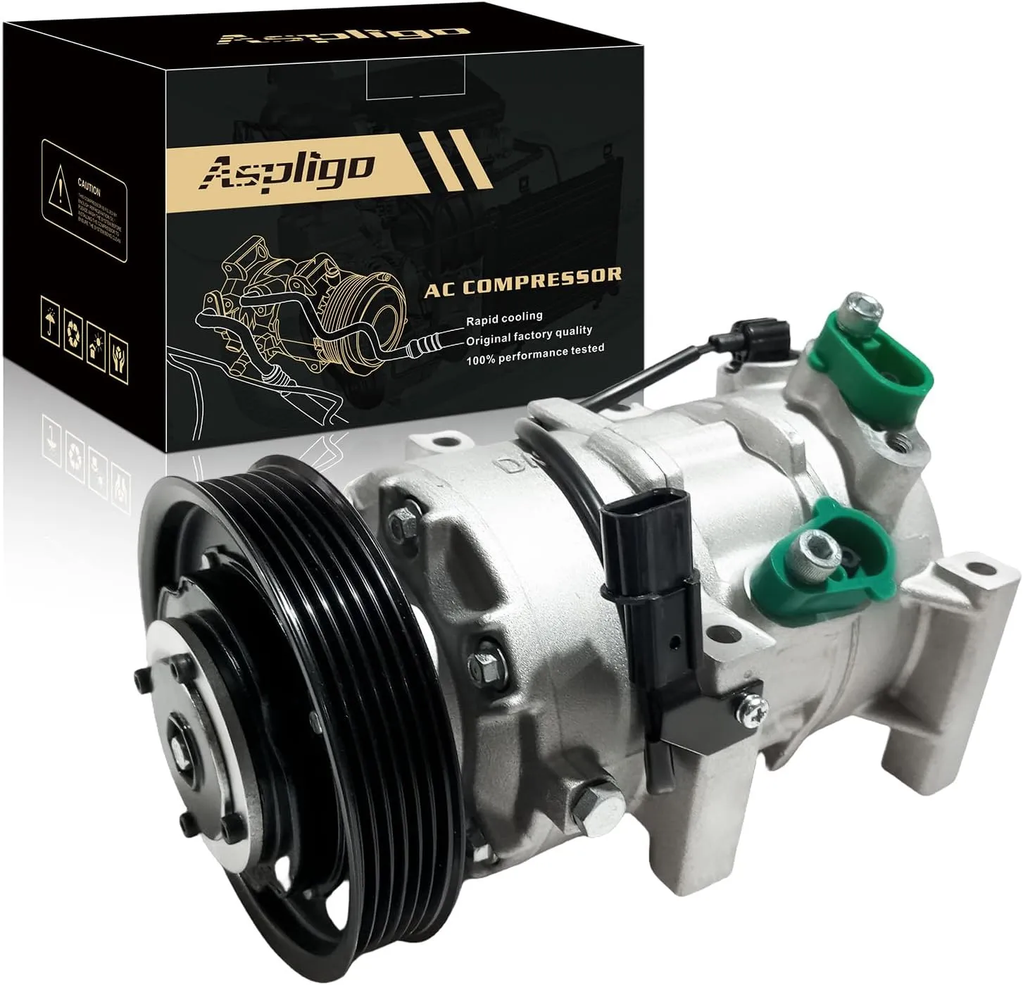 Air Conditioner AC Compressor Fits for Hyundai Accent 1.6L 2012-2017, for Kia Rio 1.6L 2012-2017, with A/C Clutch, CO20765C AC Compressor, Replaces 977011R100, 977011R100DR, 977011W600