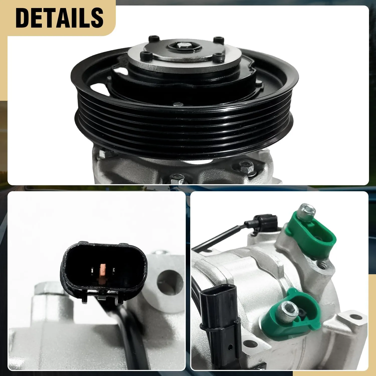 Air Conditioner AC Compressor Fits for Hyundai Accent 1.6L 2012-2017, for Kia Rio 1.6L 2012-2017, with A/C Clutch, CO20765C AC Compressor, Replaces 977011R100, 977011R100DR, 977011W600