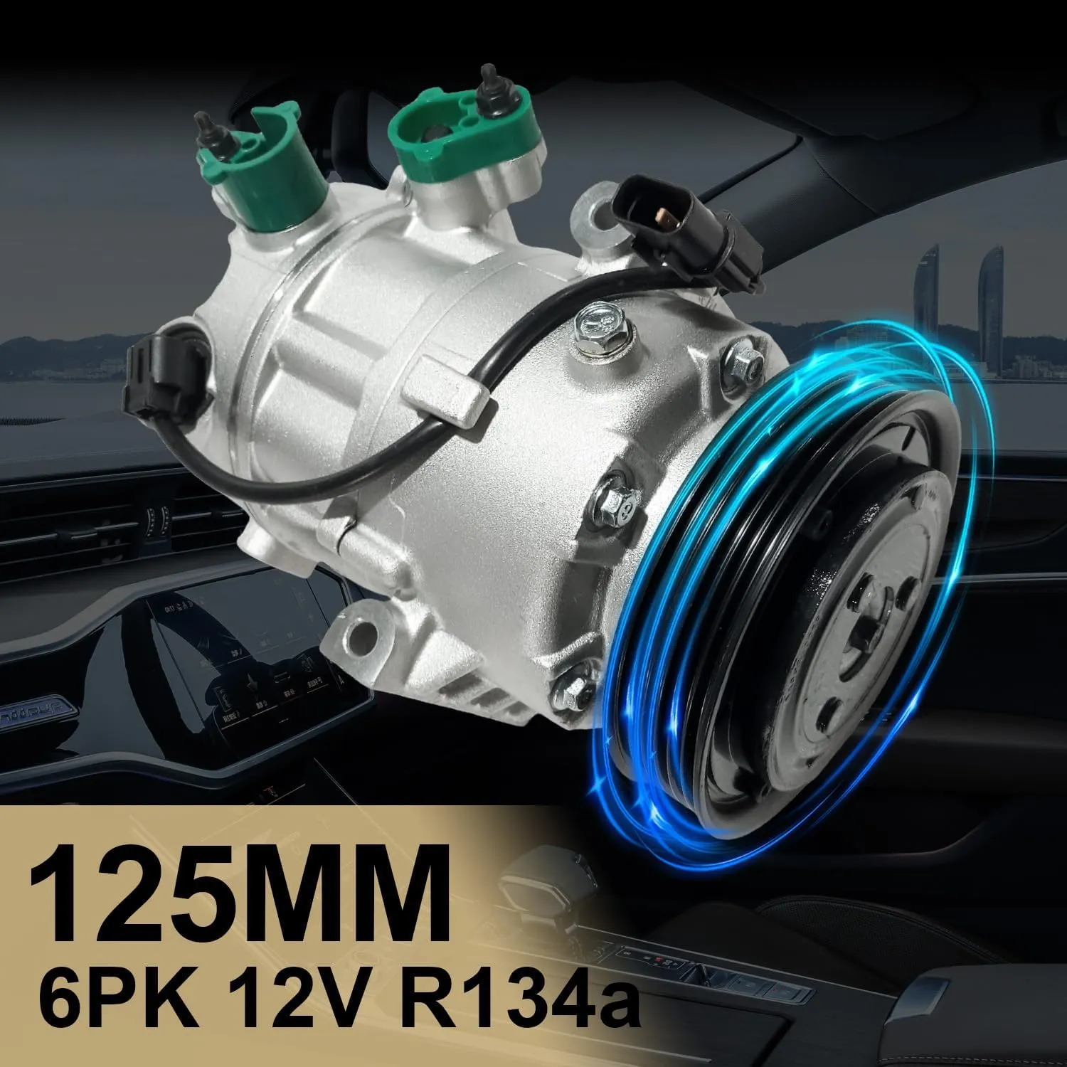 Air Conditioner AC Compressor Fits for Hyundai Accent 1.6L 2012-2017, for Kia Rio 1.6L 2012-2017, with A/C Clutch, CO20765C AC Compressor, Replaces 977011R100, 977011R100DR, 977011W600