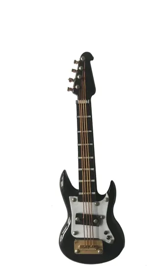 ALANO 10cm Coffee Guitar Decorations Wood Guitar Ornament Dollhouse Guitar（GE23B-8）
