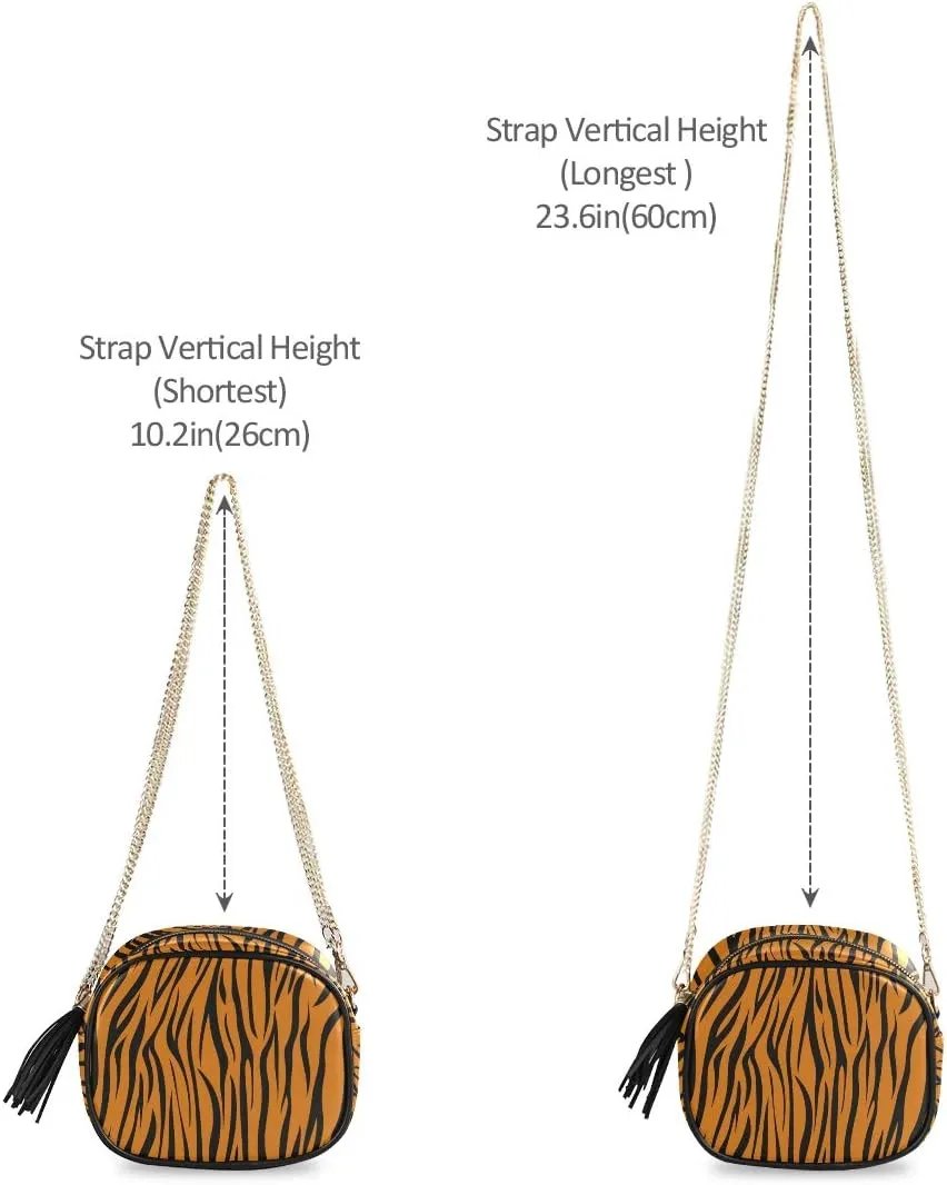 ALAZA Tiger Stripe Wild Animal Print Cross Body Fashion Chain Bag Single Shoulder PU Leather Purse for Women Girls
