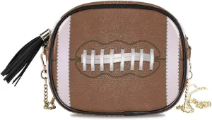 ALAZA Women's American Football Close Up with White Laces PU Leather Crossbody Bag Shoulder Purse with Tassel