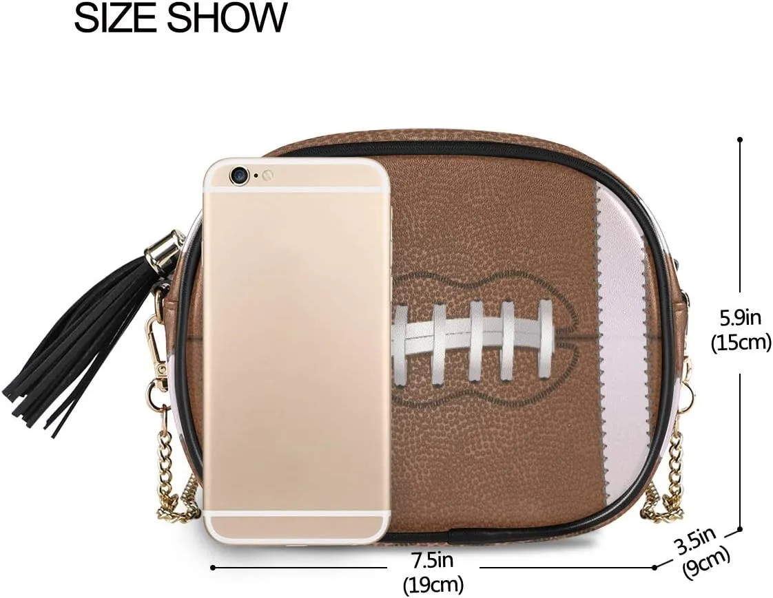 ALAZA Women's American Football Close Up with White Laces PU Leather Crossbody Bag Shoulder Purse with Tassel