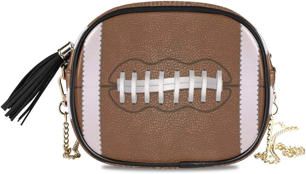 ALAZA Women's American Football Close Up with White Laces PU Leather Crossbody Bag Shoulder Purse with Tassel