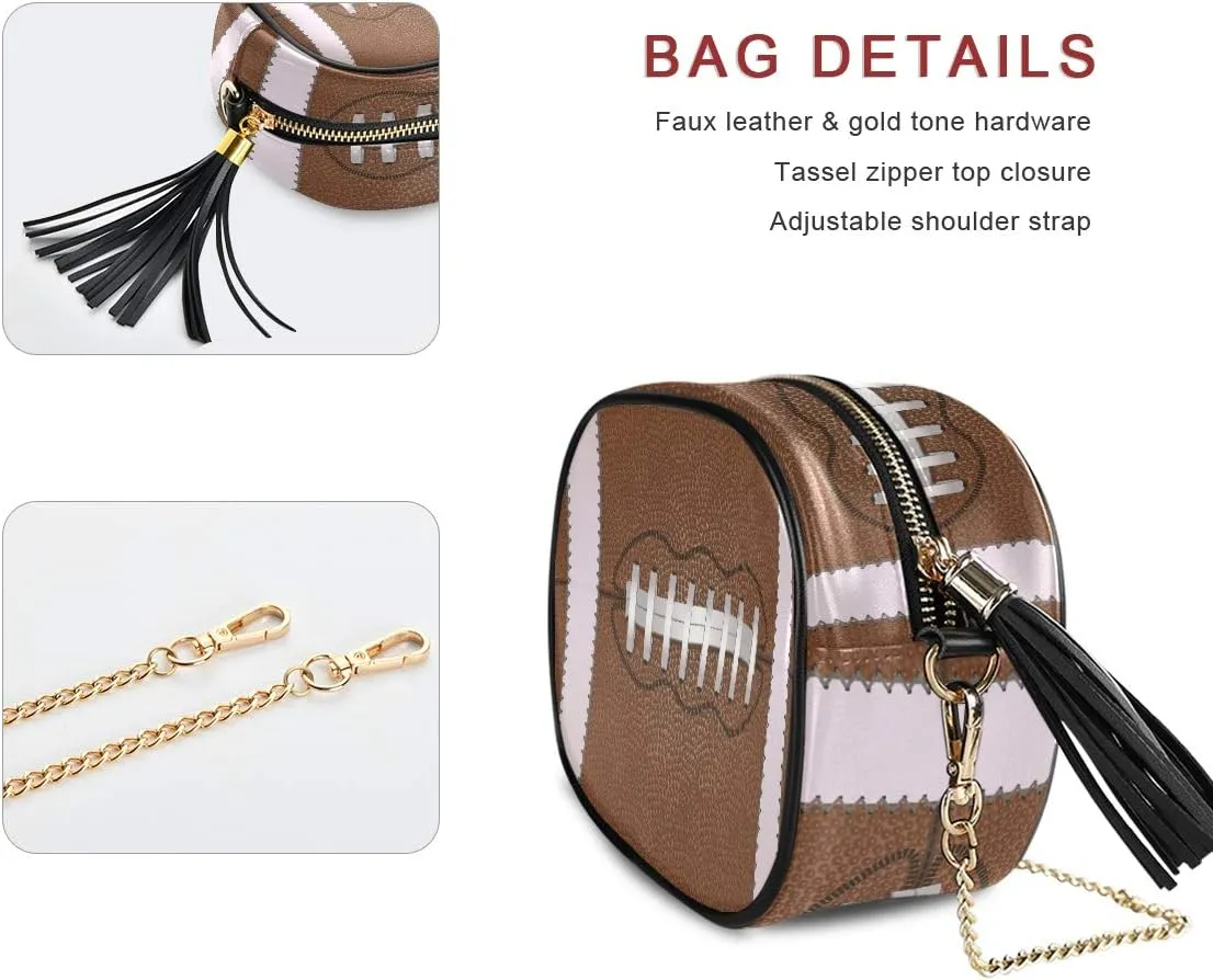 ALAZA Women's American Football Close Up with White Laces PU Leather Crossbody Bag Shoulder Purse with Tassel
