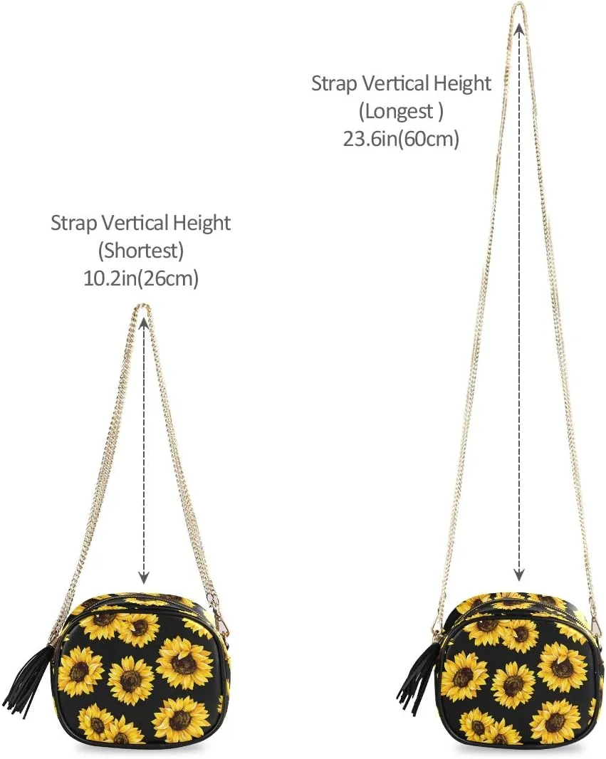 ALAZA Women's Stylish Yellow Sunflower PU Leather Crossbody Bag Shoulder Purse with Tassel