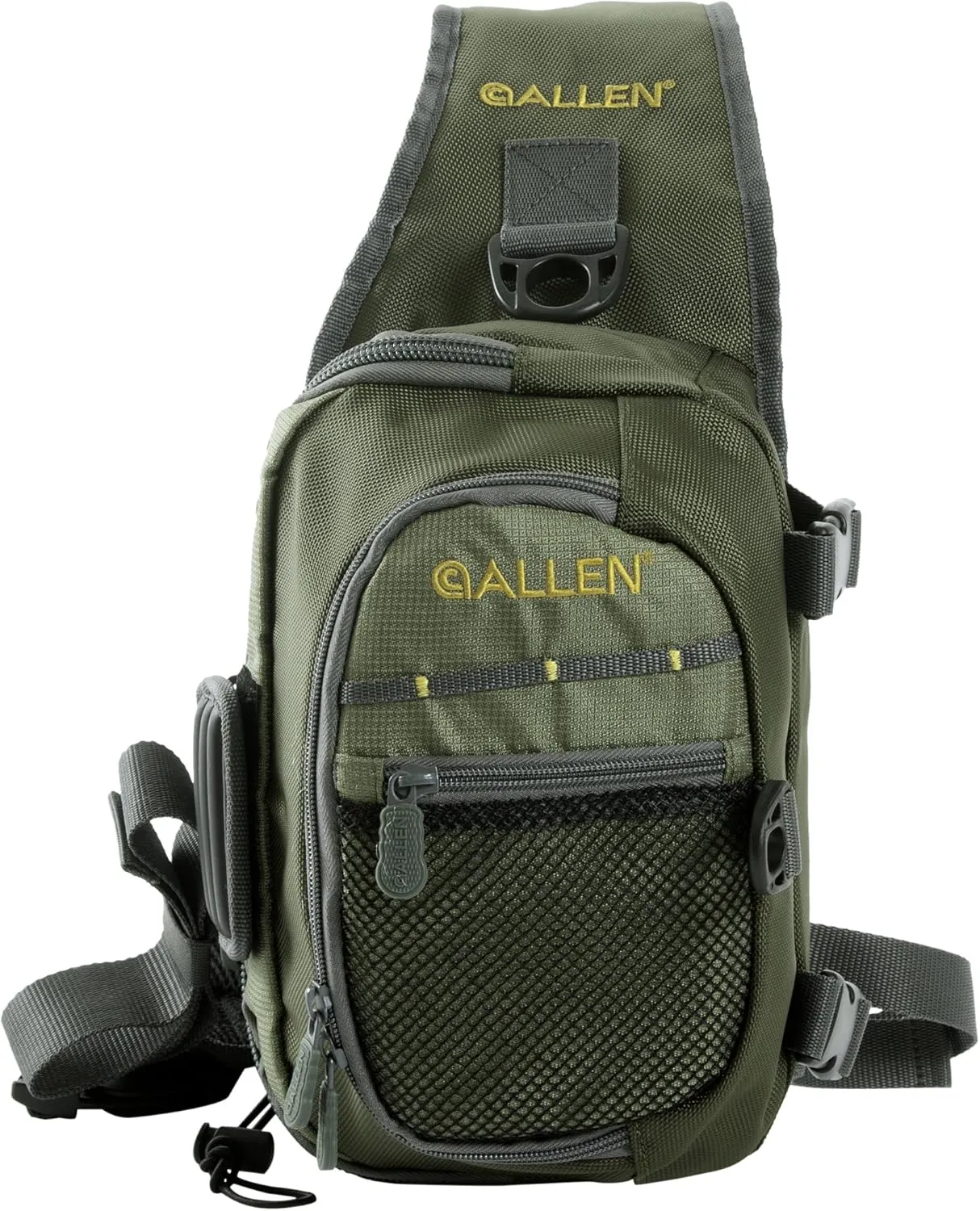 Allen Company Cedar Creek Fly Fishing Sling Pack - Fits up to 4 Tackle/Fly Boxes and Other Accessories - Gray and Lime/Olive