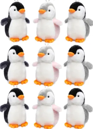 Alodidae 9 Pcs Mini Stuffed Animal Plush Keychain Toys - Penguin Gifts & Party Supplies - Small Penguin Hanging Pendant for Bag & Christmas Tree (Black, Pink, Grey)