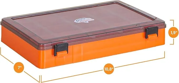 Amber Fight Gear Tackle Box Organizer with Adjustable Dividers, Waterproof Fishing Tackle Storage, Plastic Box Organizer Trays, Orange