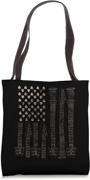 American Flag Guitar Instrumentalist for Patriotic Guitarist Tote Bag