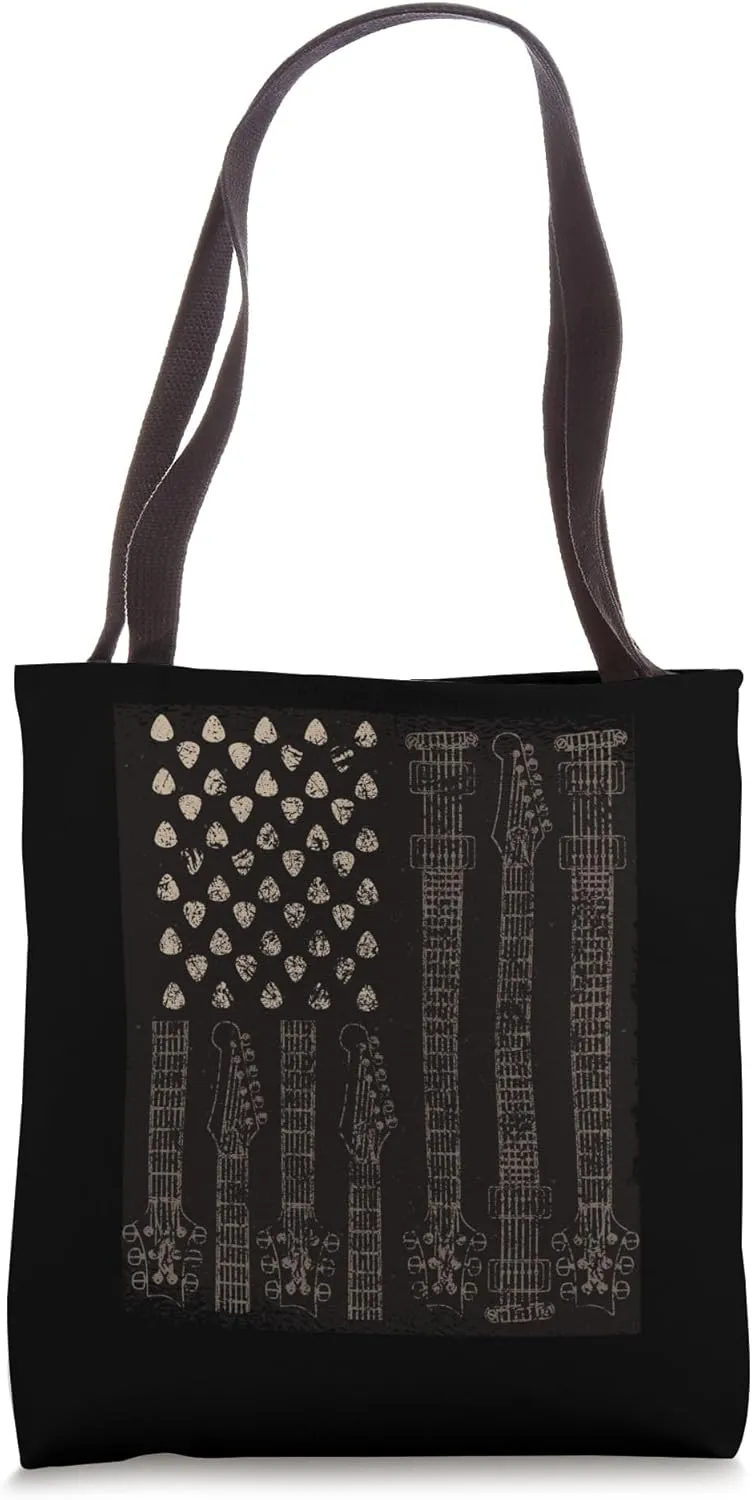 American Flag Guitar Instrumentalist for Patriotic Guitarist Tote Bag